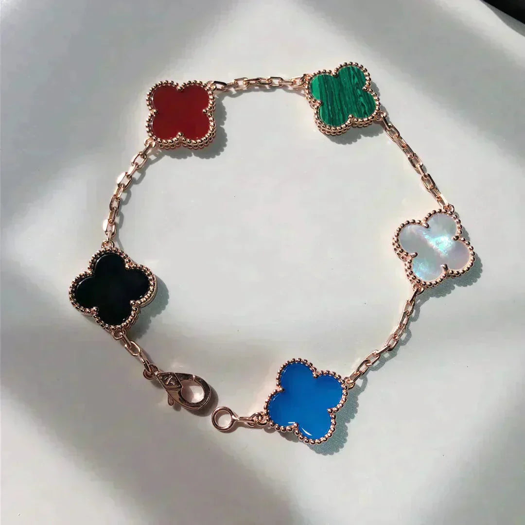 【BIJOUX】クローバー5モチーフ マルチカラーブレスレット