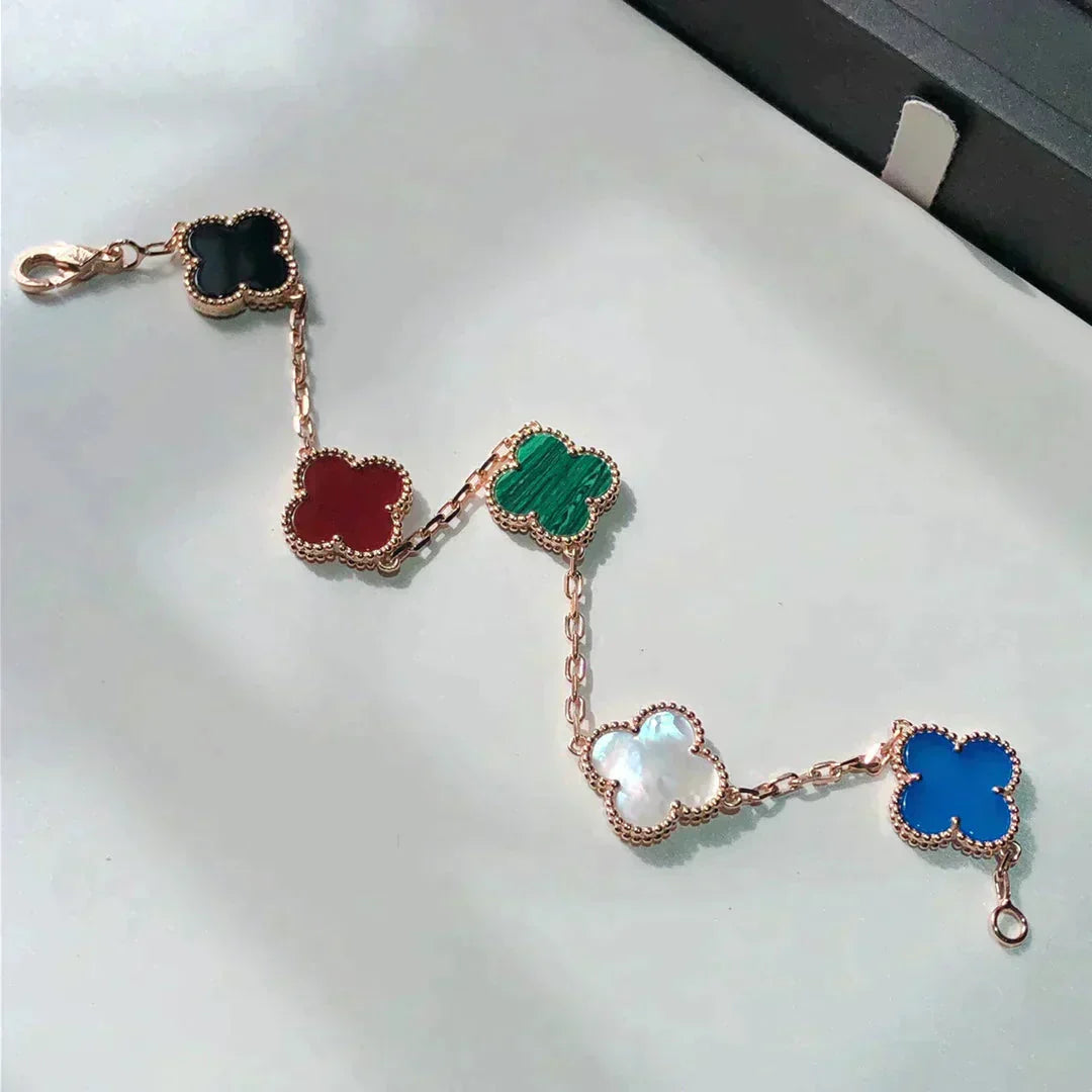【BIJOUX】クローバー5モチーフ マルチカラーブレスレット