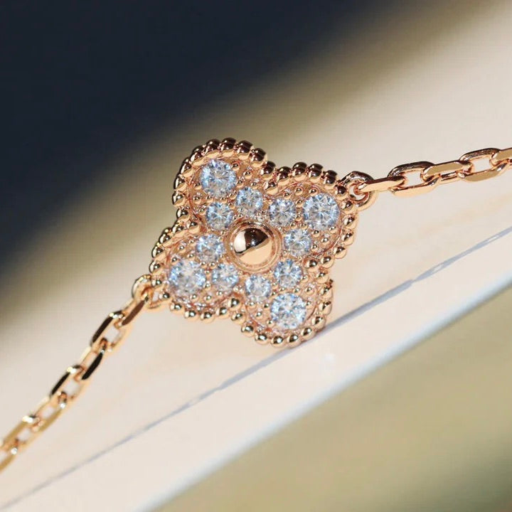 【BIJOUX】クローバー 20モチーフ マラカイト ダイヤモンド ネックレス