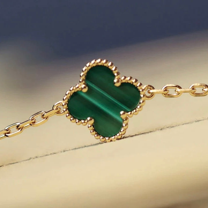 【BIJOUX】クローバー 20モチーフ マラカイト ダイヤモンド ネックレス