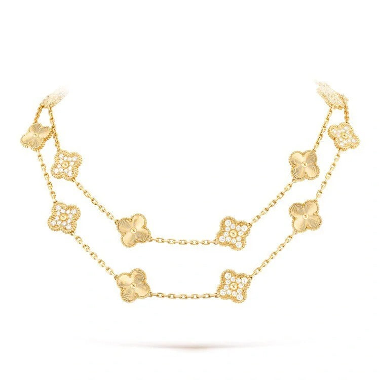 【BIJOUX】クローバー 20 モチーフ レーザー ダイヤモンド ネックレス