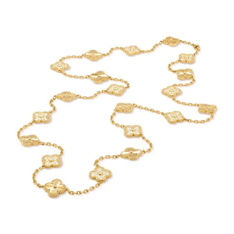 【BIJOUX】クローバー 20 モチーフ レーザー ダイヤモンド ネックレス