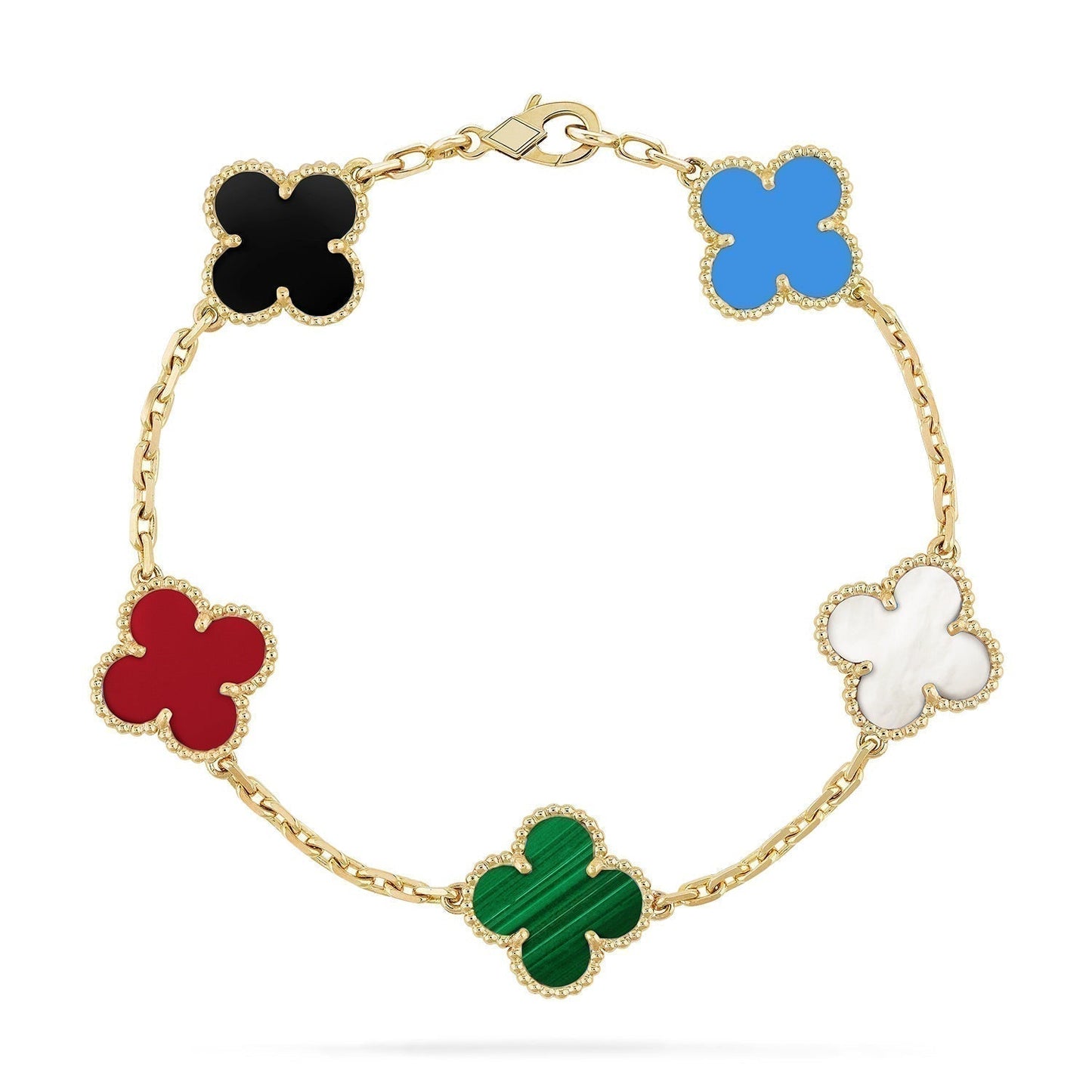 【BIJOUX】クローバー5モチーフ マルチカラーブレスレット