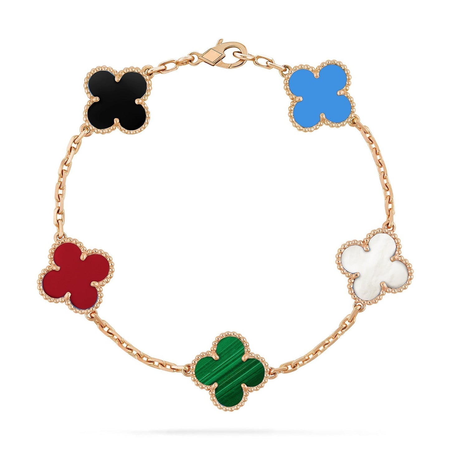 【BIJOUX】クローバー5モチーフ マルチカラーブレスレット