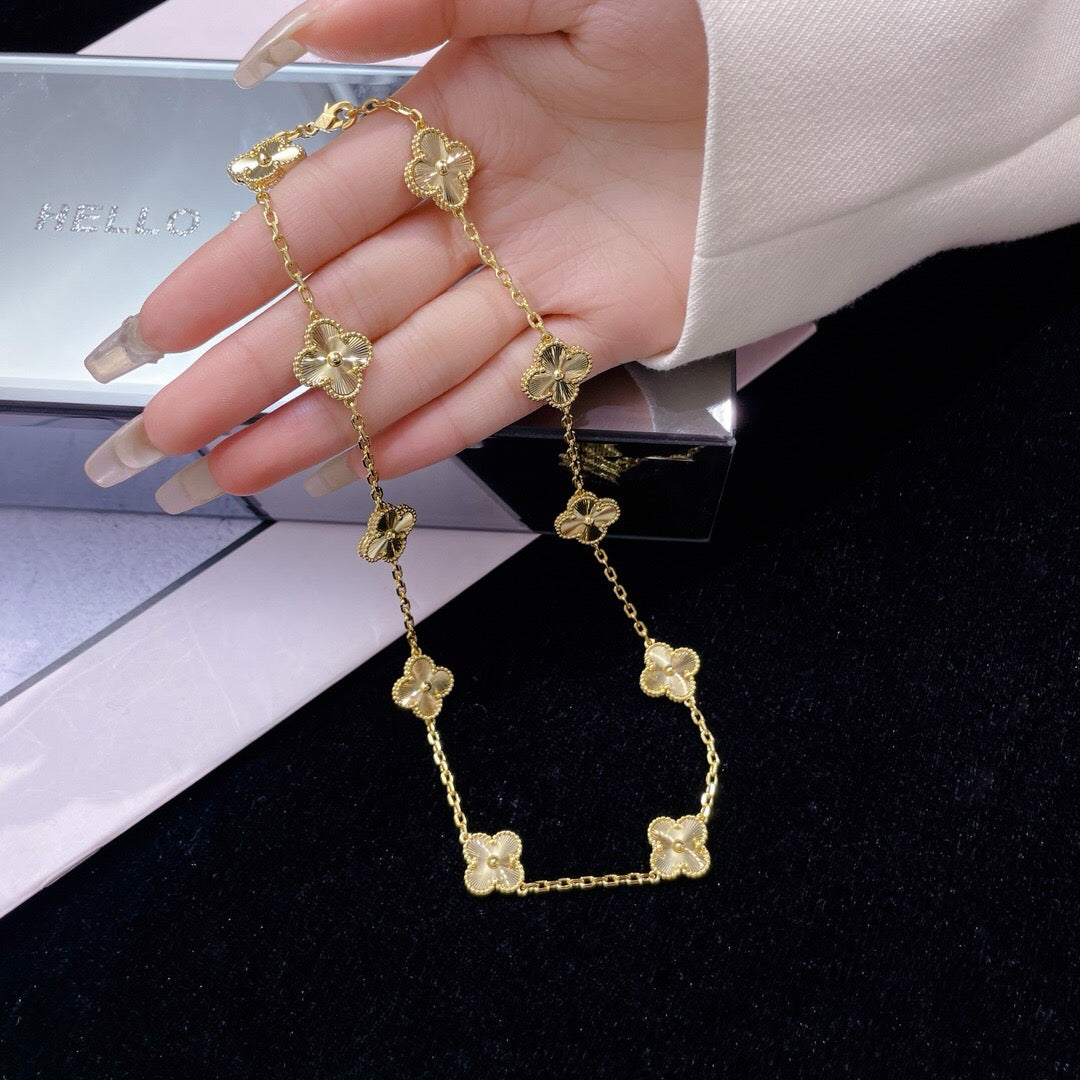 【BIJOUX】クローバー 10モチーフ レーザーネックレス