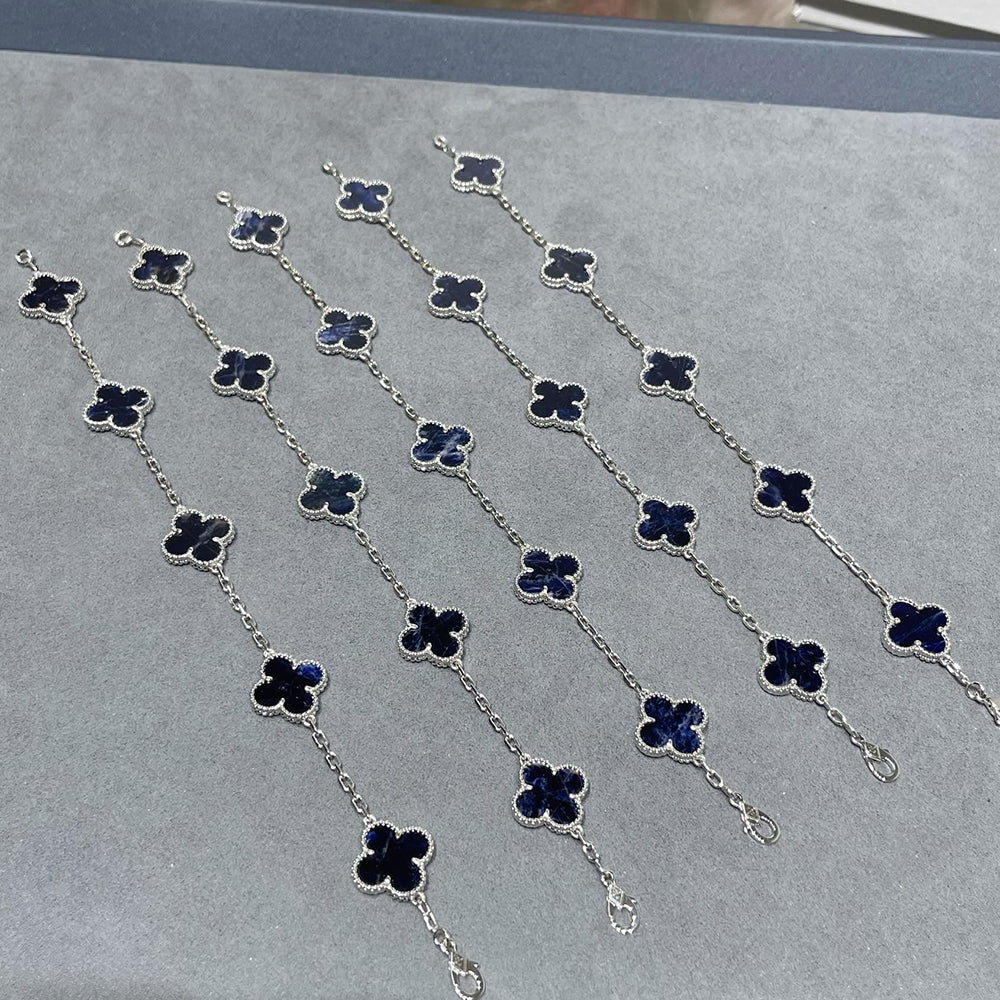 【BIJOUX】クローバー 5モチーフ ピーターサイト シルバー ブレスレット