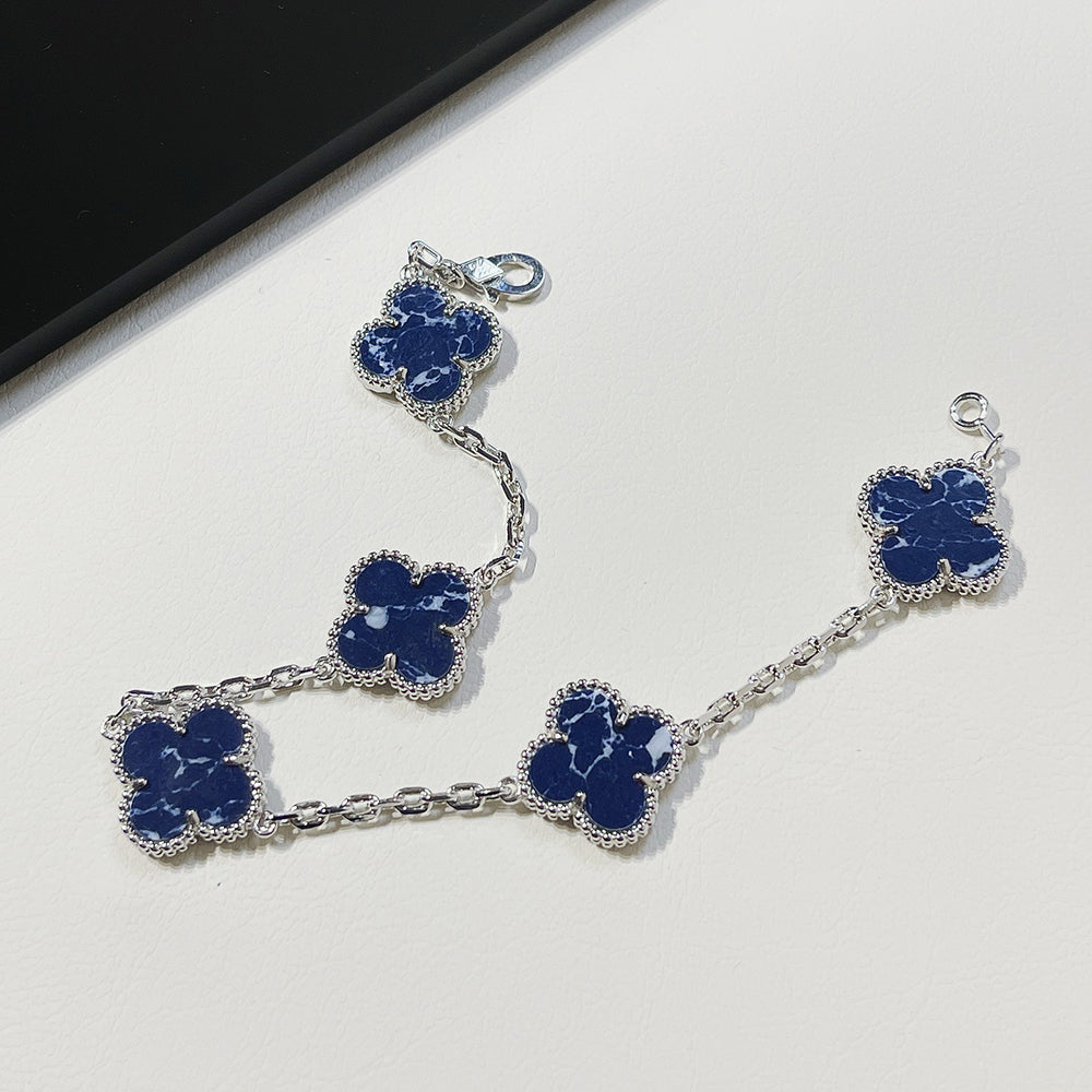 【BIJOUX】クローバー 5モチーフ ピーターサイト シルバー ブレスレット