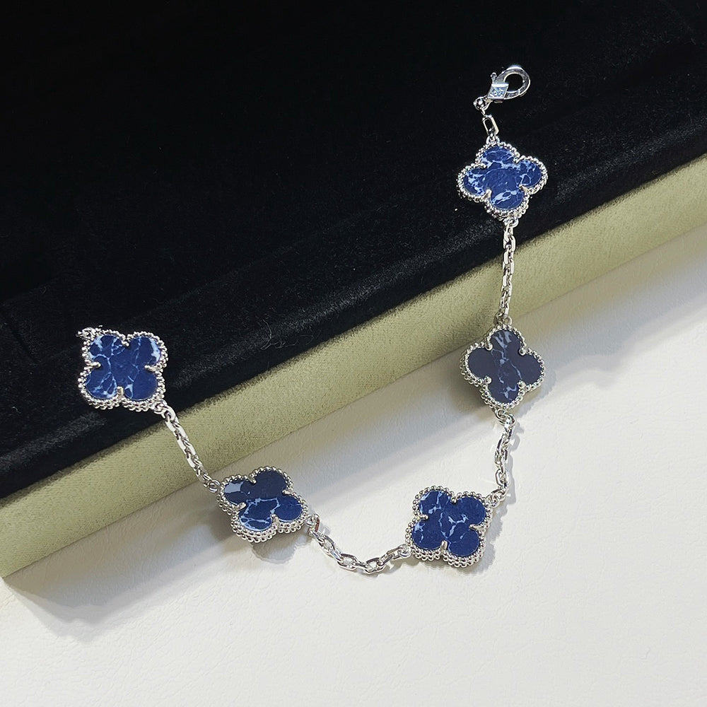 【BIJOUX】クローバー 5モチーフ ピーターサイト シルバー ブレスレット