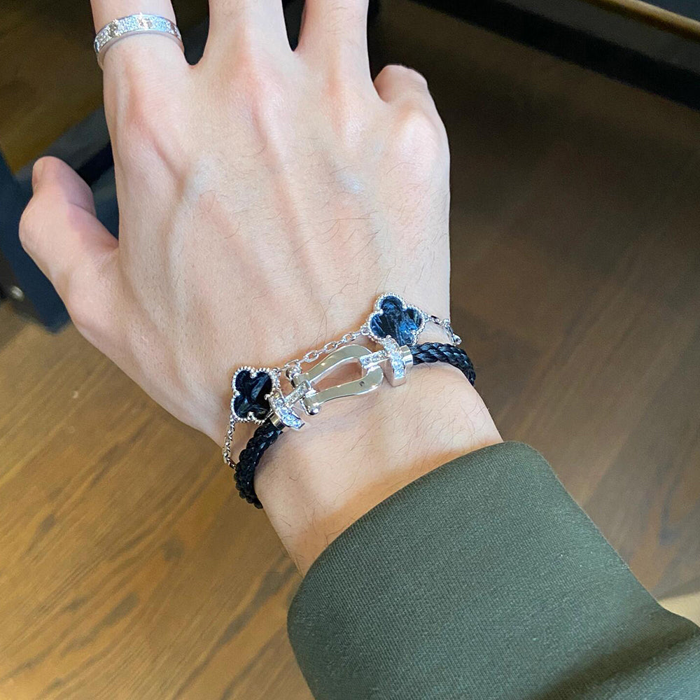 【BIJOUX】クローバー 5モチーフ ピーターサイト シルバー ブレスレット