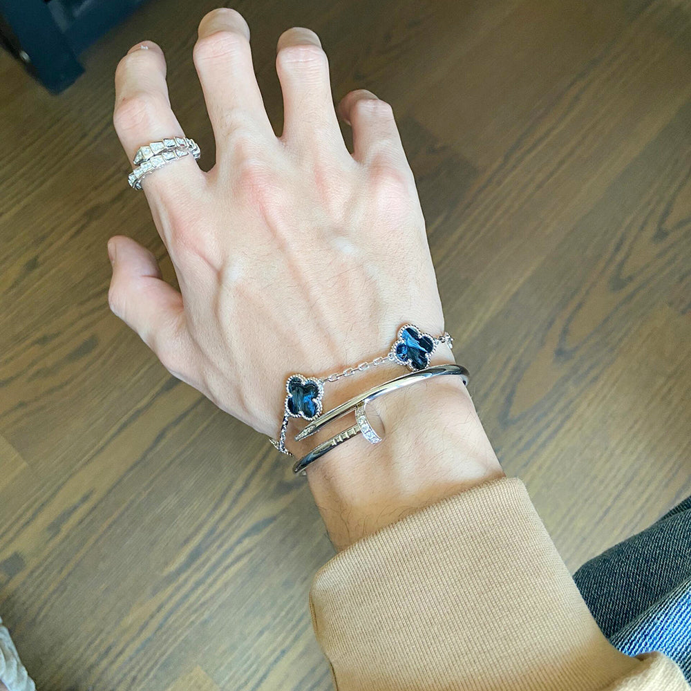 【BIJOUX】クローバー 5モチーフ ピーターサイト シルバー ブレスレット