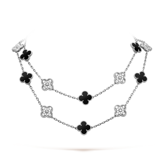 [BIJOUX]CLOVER 20 MOTIFS ONYX DIAMOND SILVER