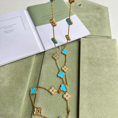 [BIJOUX]CLOVER 20 MOTIFS TURQUOISE DIAMOND NECKLACE