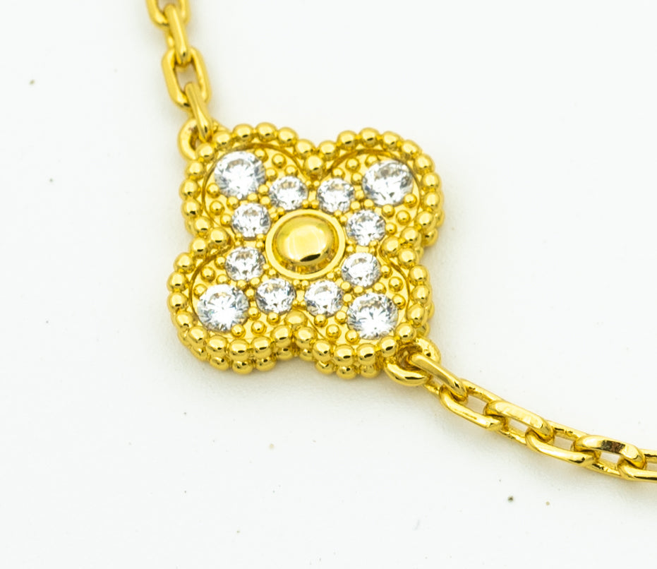 [BIJOUX]CLOVER BRACELET 5 MOTIFS GOLD DIAMOND