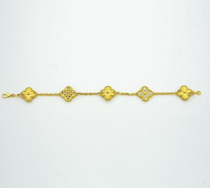 [BIJOUX]CLOVER BRACELET 5 MOTIFS GOLD DIAMOND