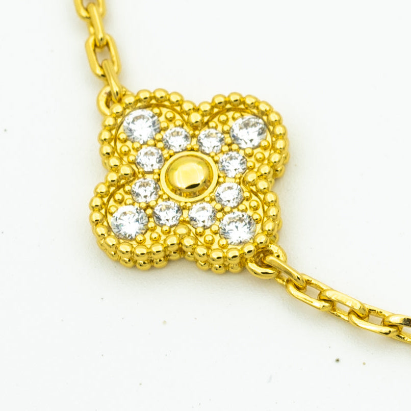 [BIJOUX]CLOVER BRACELET 5 MOTIFS GOLD DIAMOND