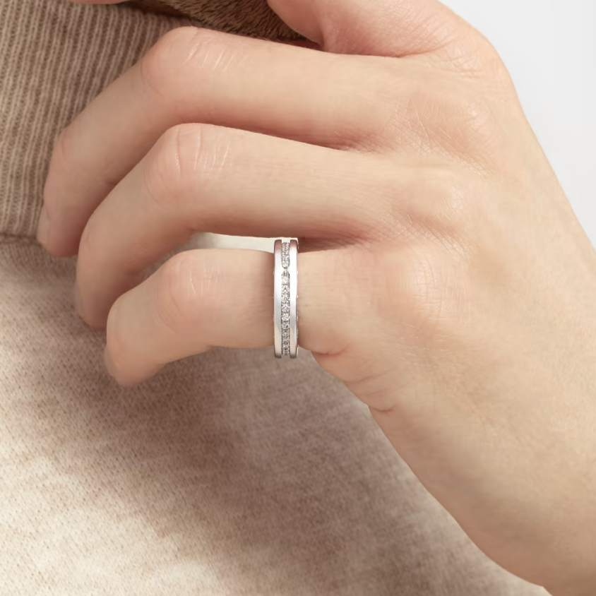 [BIJOUX]ZERO 1 ONE-BAND PAVED DIAMONDS ON THE SPIRAL RING