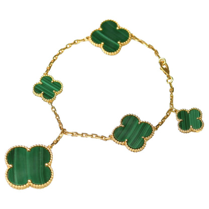 [BIJOUX]MAGIC CLOVER MALACHITE GOLD BRACELET 5 MOTIFS