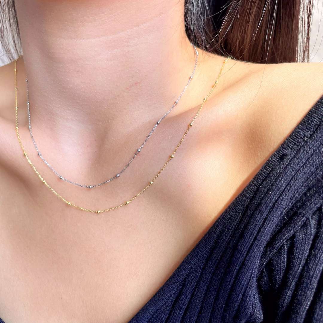 [Goodv]Small Bead Clavicle Chain Simple Necklace