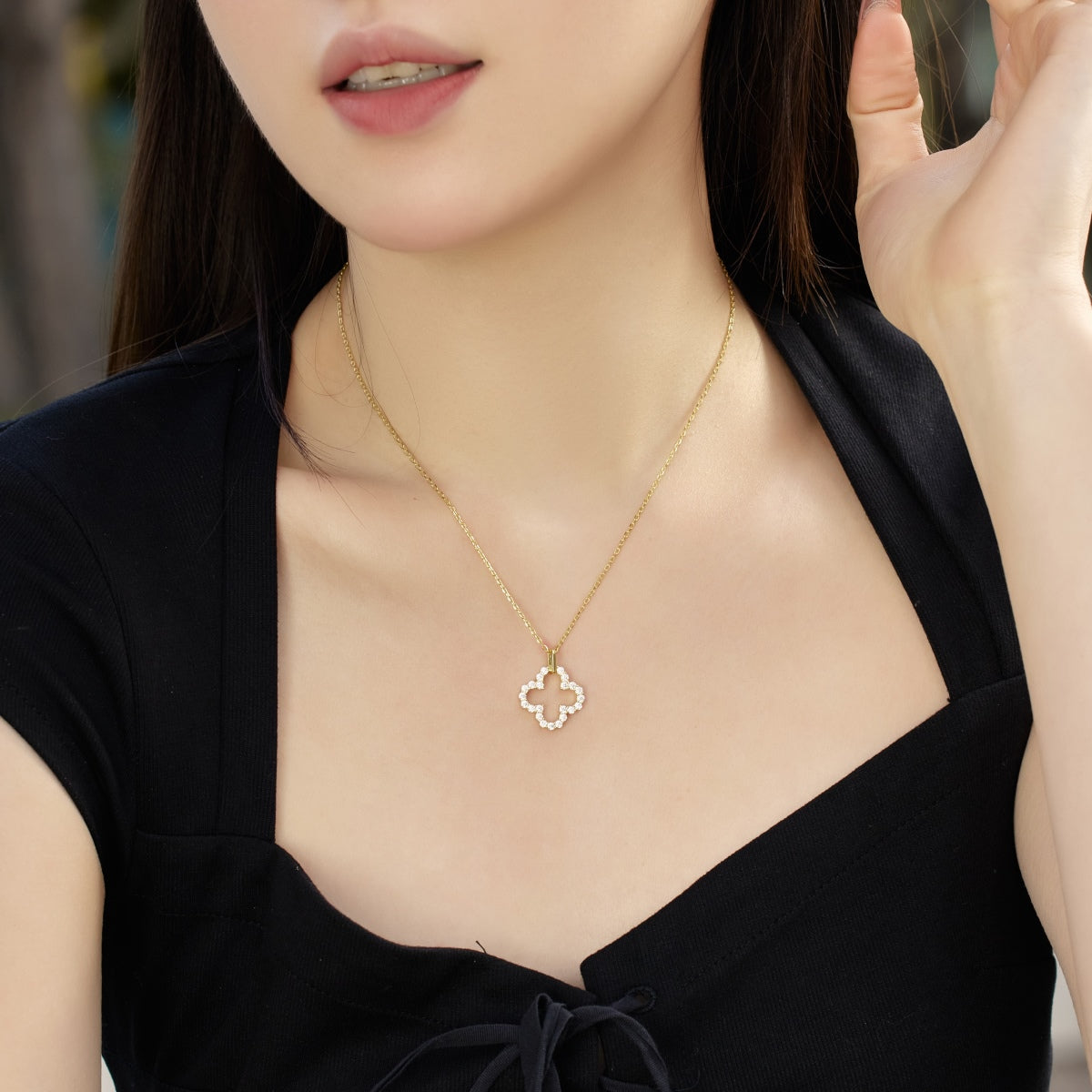 [Goodv]四つ葉のクローバー中空デザイン絶妙なネックレス