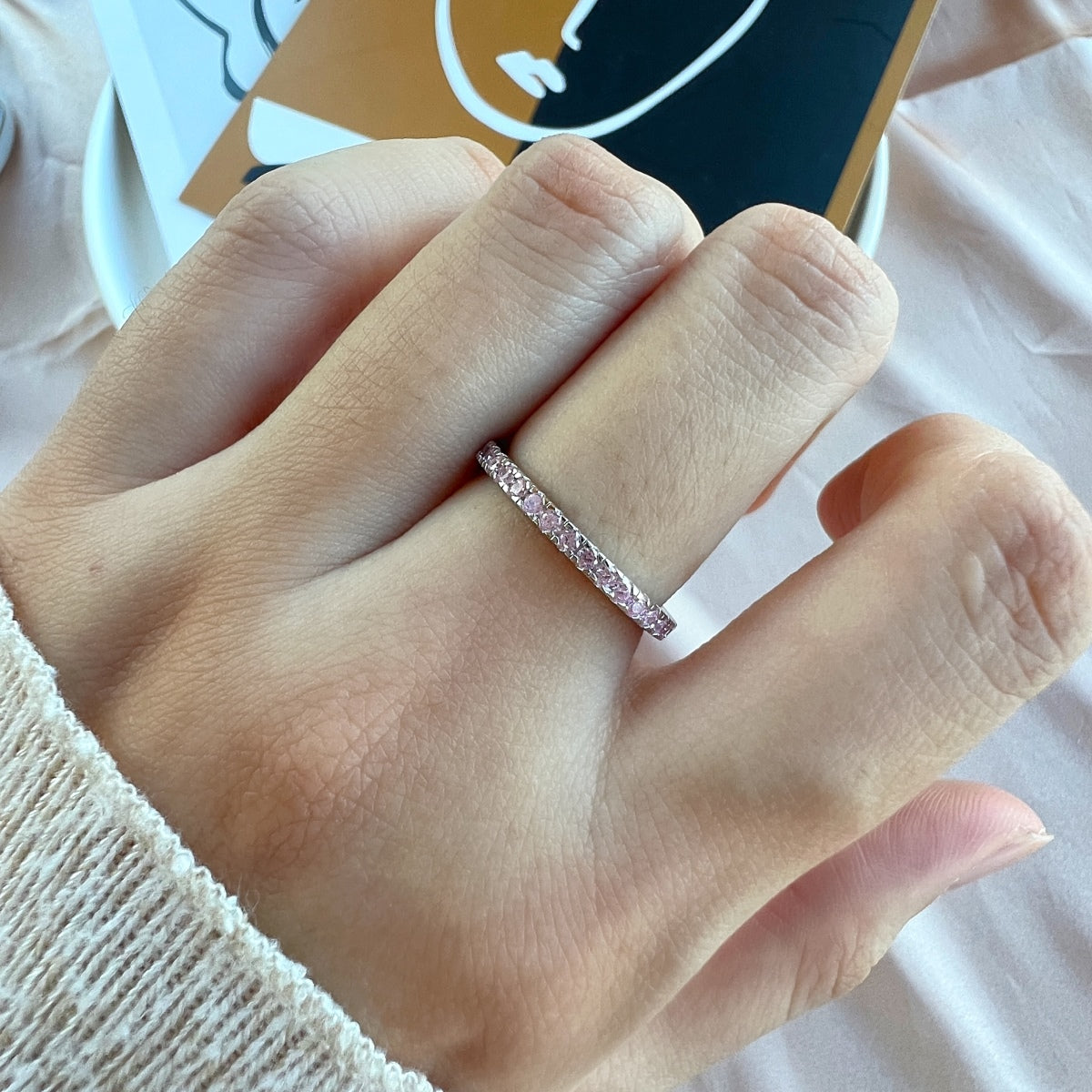 [Goodv]Delicate Sparkling Round Cut Daily Ring