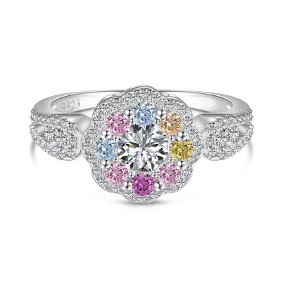 [Goodv] Bague de mariage délicate et colorée en forme de fleur coupée ronde