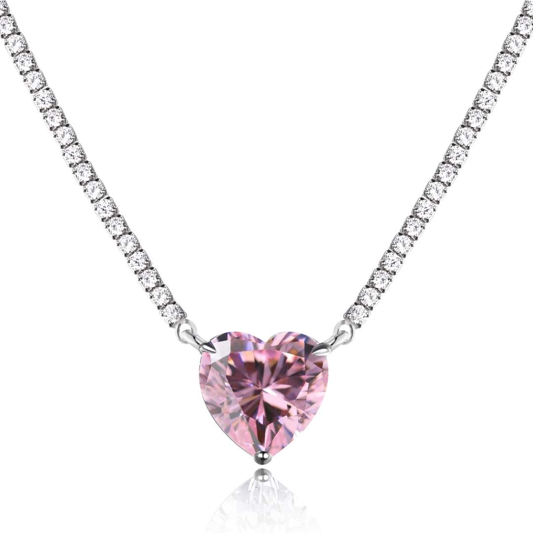 [Goodv]8.0 Carat Versatile Colorful Sweet Heart-Shaped Tennis Necklace