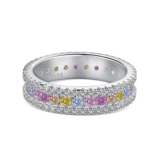 [Goodv]Delicate Colorful Round Cut Daily Ring