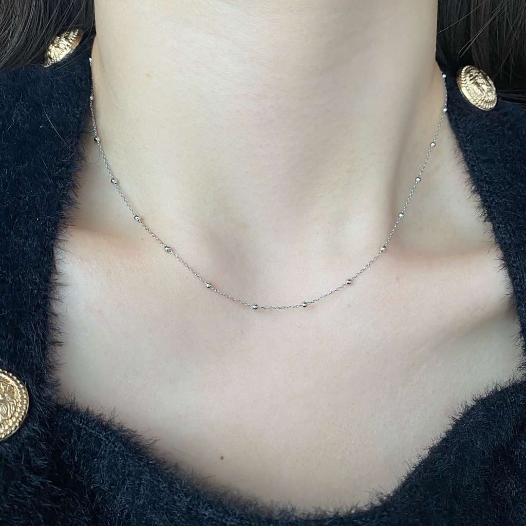 [Goodv]Small Bead Clavicle Chain Simple Necklace