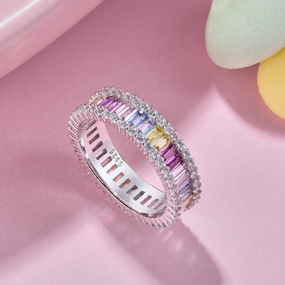 [Goodv]Dainty Kaleidoscopic Emerald Cut Daily Ring