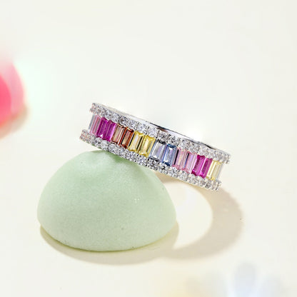 [Goodv]Dainty Kaleidoscopic Emerald Cut Daily Ring