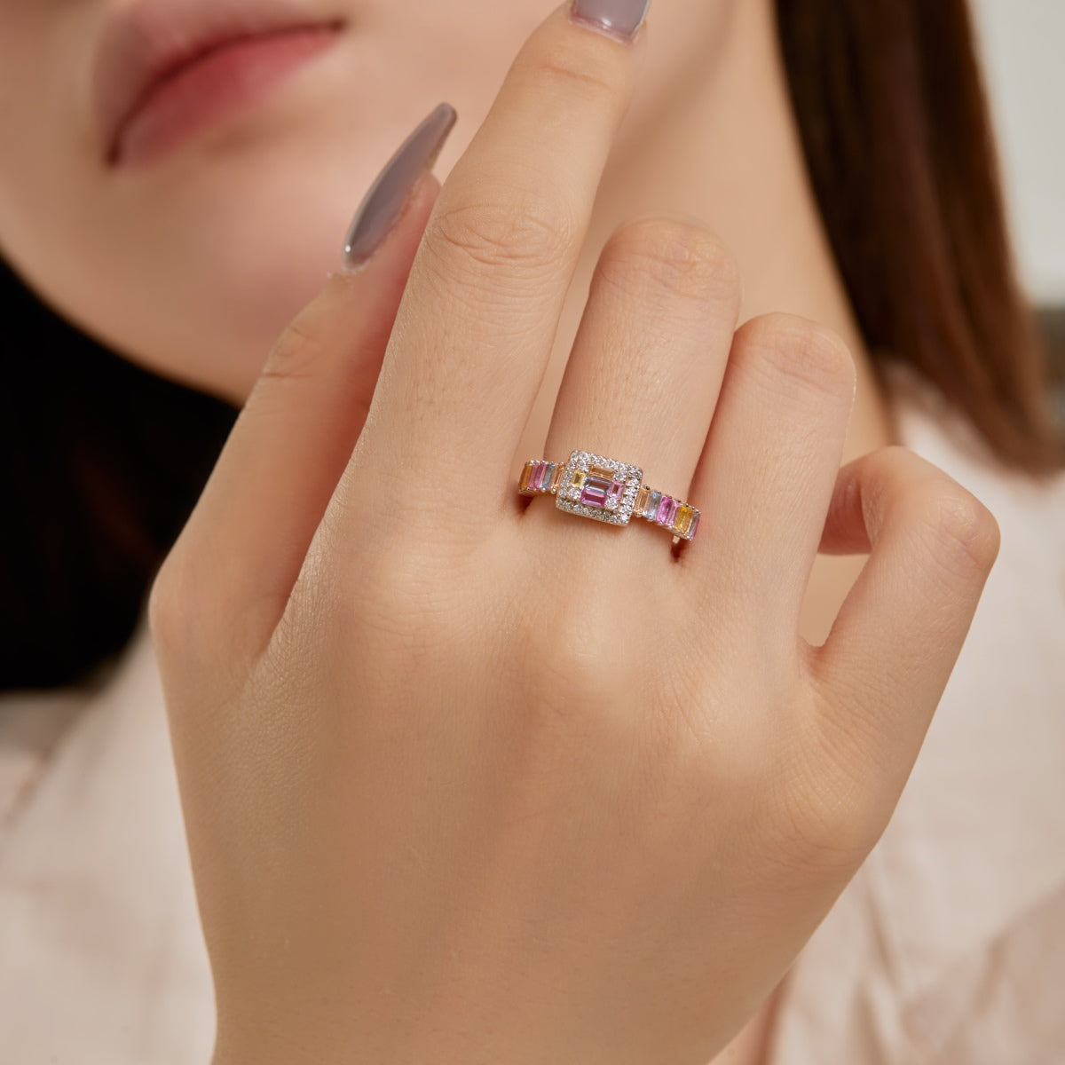 [Goodv]Exquisite Colorful Radiant Cut Party Ring