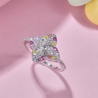 [Goodv] Bague de banquet luxueuse en forme de fleur colorée