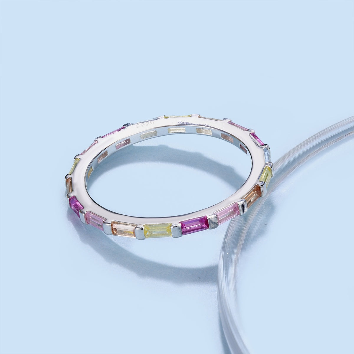 [Goodv]Exquise bague quotidienne en émeraude multicolore taillée