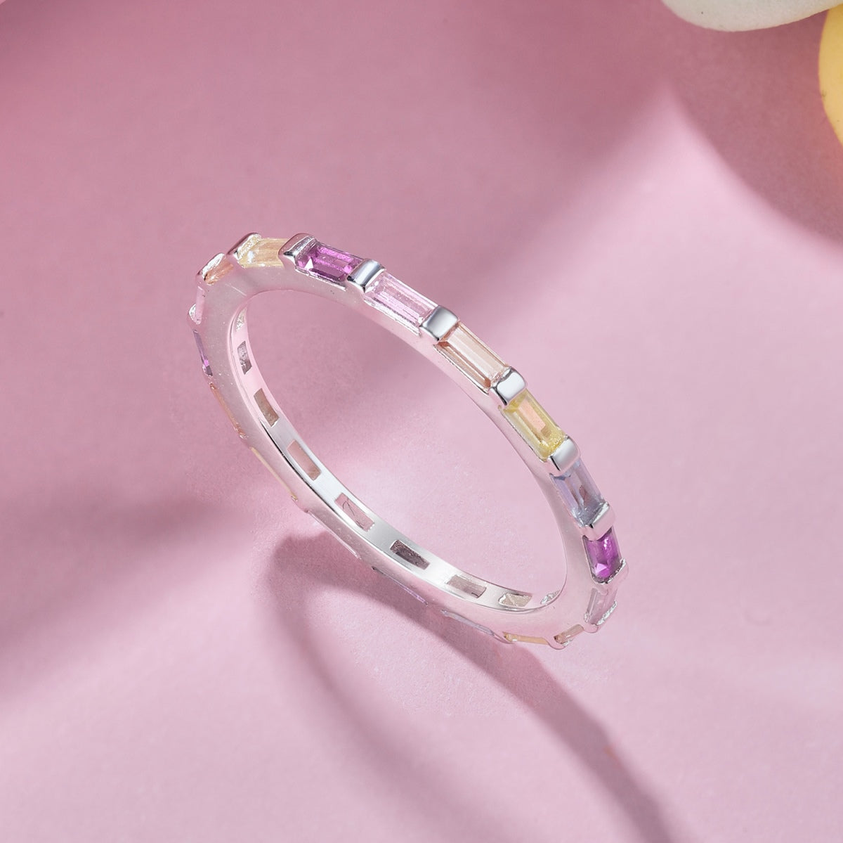 [Goodv]Exquise bague quotidienne en émeraude multicolore taillée