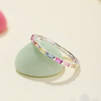 [Goodv]Exquise bague quotidienne en émeraude multicolore taillée