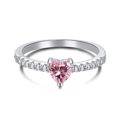 [Goodv]0.5 Carat CaratEternity Charming Heart Shape Lover Ring