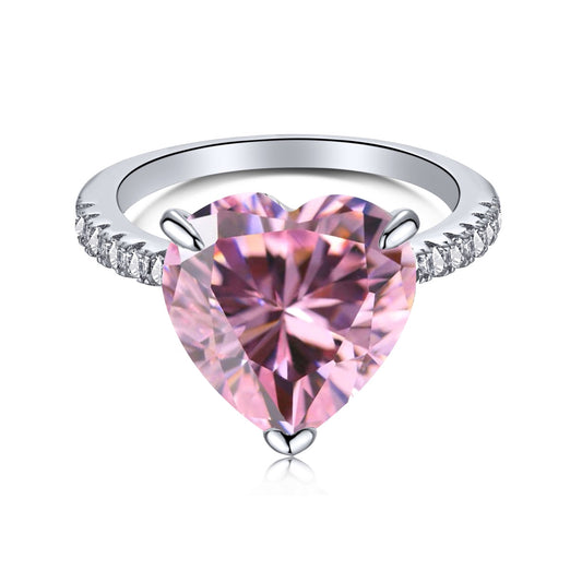 [Goodv]6.0 Carat Luxurious Sparkling Romantic Heart Cut Lover Ring