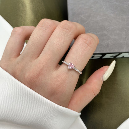 [Goodv]0.5 Carat CaratEternity Charming Heart Shape Lover Ring