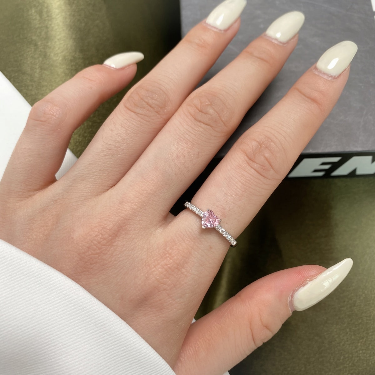 [Goodv]0.5 Carat CaratEternity Charming Heart Shape Lover Ring