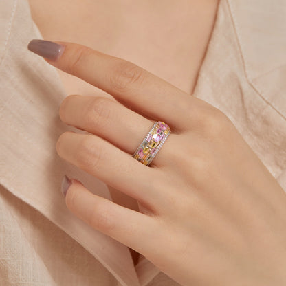 [Goodv] Bague quotidienne à coupe radieuse colorée et éclatante