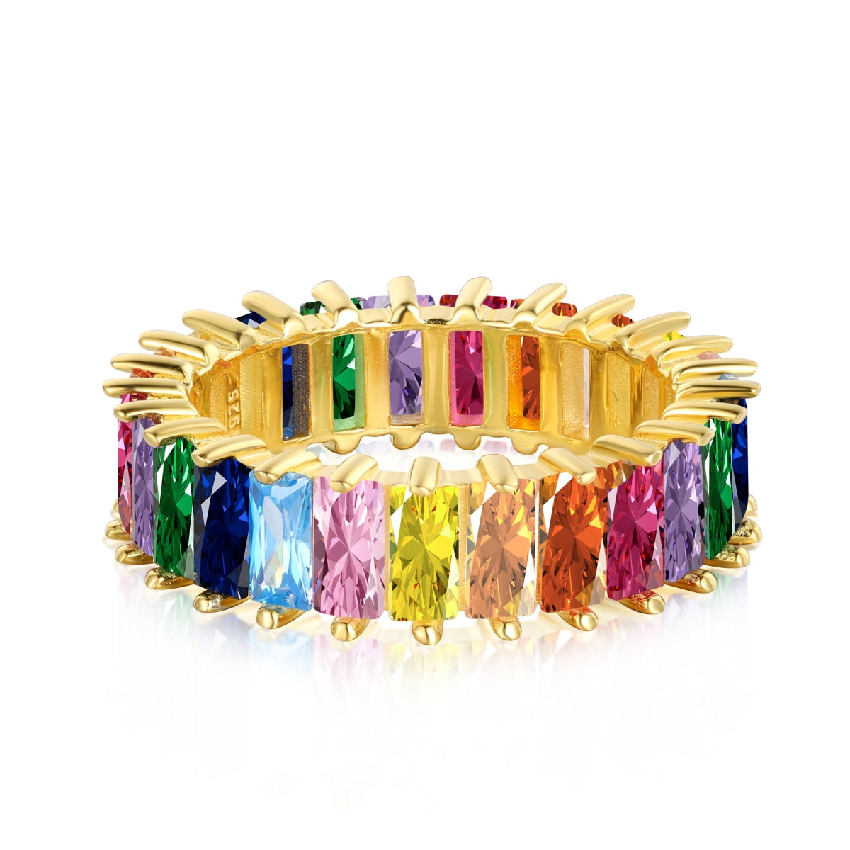 [Goodv] Bague unique à coupe radiante colorée