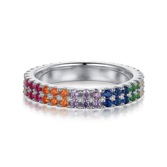 [Goodv]Unique Colorful Round Cut Tennis Ring