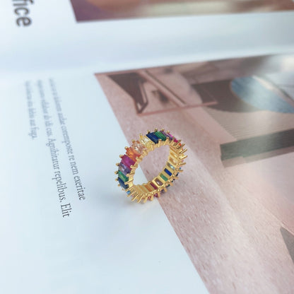 [Goodv] Bague unique à coupe radiante colorée