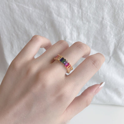 [Goodv] Bague unique à coupe radiante colorée