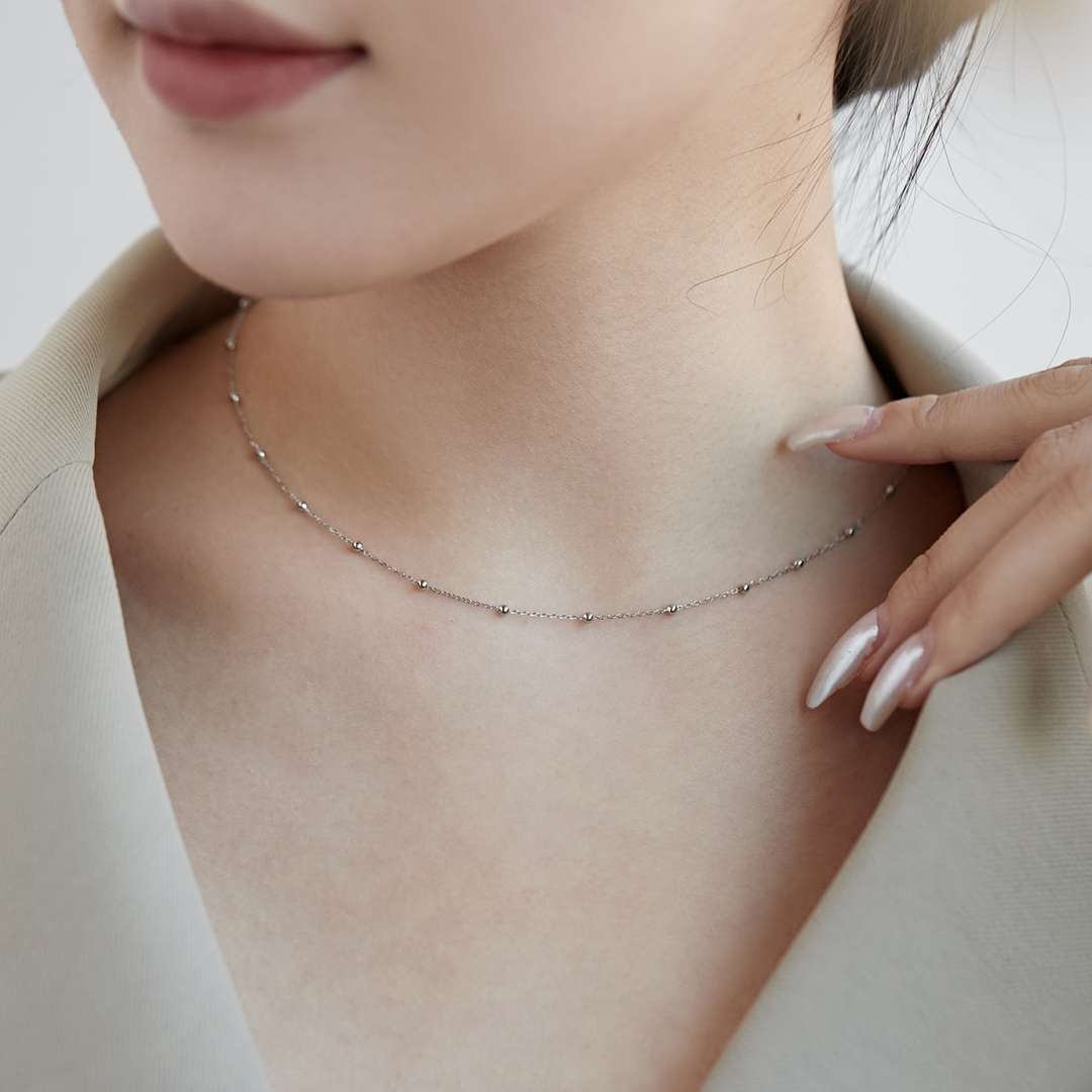 [Goodv]Small Bead Clavicle Chain Simple Necklace