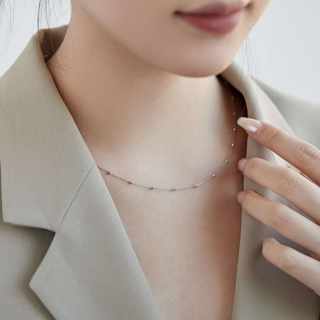 [Goodv]Small Bead Clavicle Chain Simple Necklace