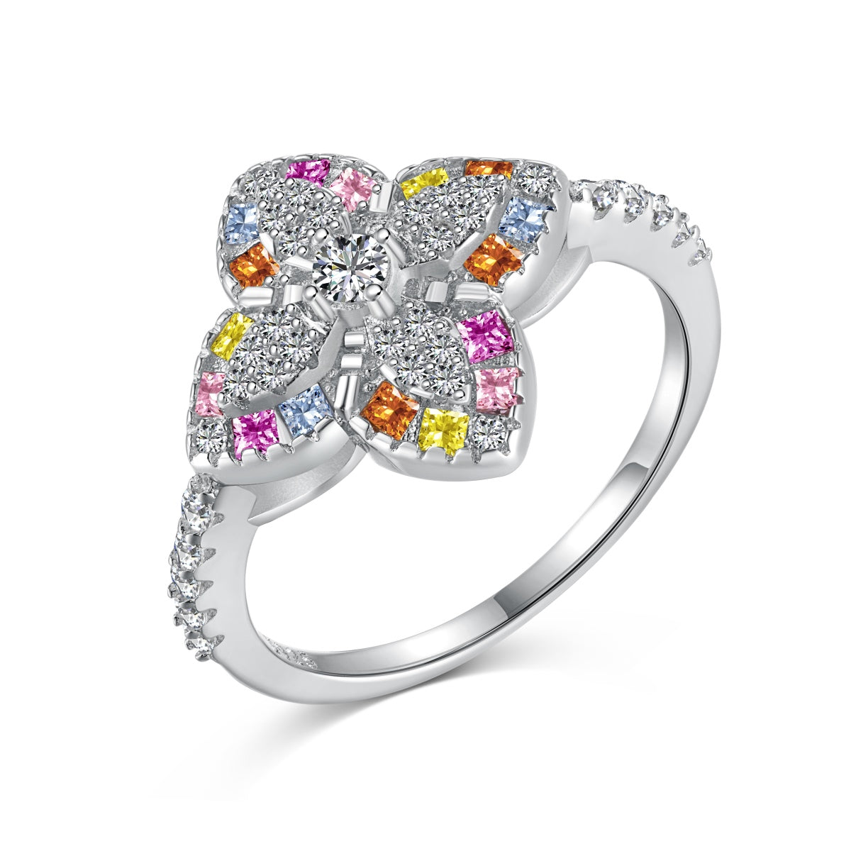 [Goodv] Bague de banquet luxueuse en forme de fleur colorée