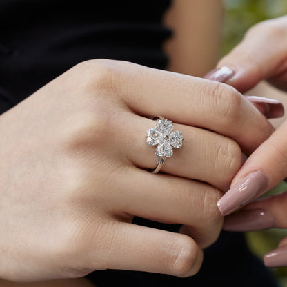 [Goodv]Heart-shaped Four-Leaf Clover Ball Ring