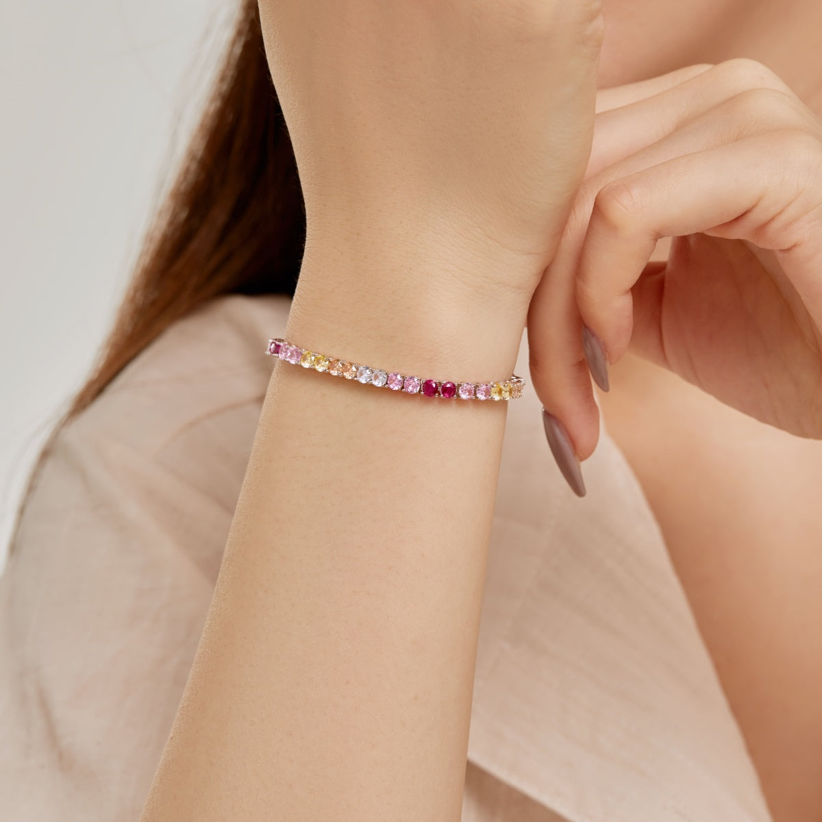 [Goodv]Radiant Colorful Round Cut Tennis Bracelet