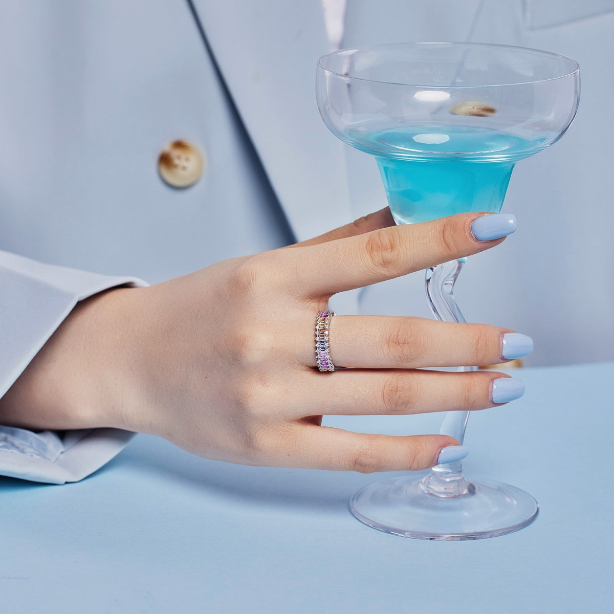 [Goodv]Bague cocktail ornée d'une émeraude éclatante